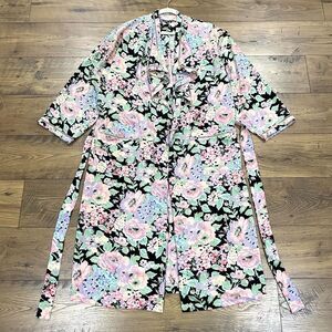 Vintage Victorias Secret Robe Womens Medium Large Gold Label Pastel Floral‎ 90s